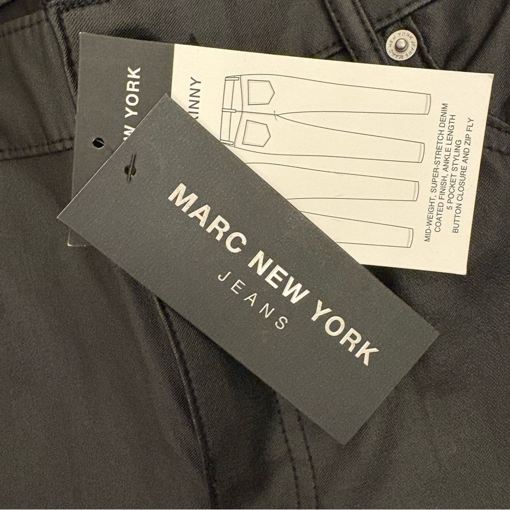 Marc New York Women's Skinny Ankle Jeans Size 12 Black Coated High Rise NWT $79 - Picture 14 of 16
